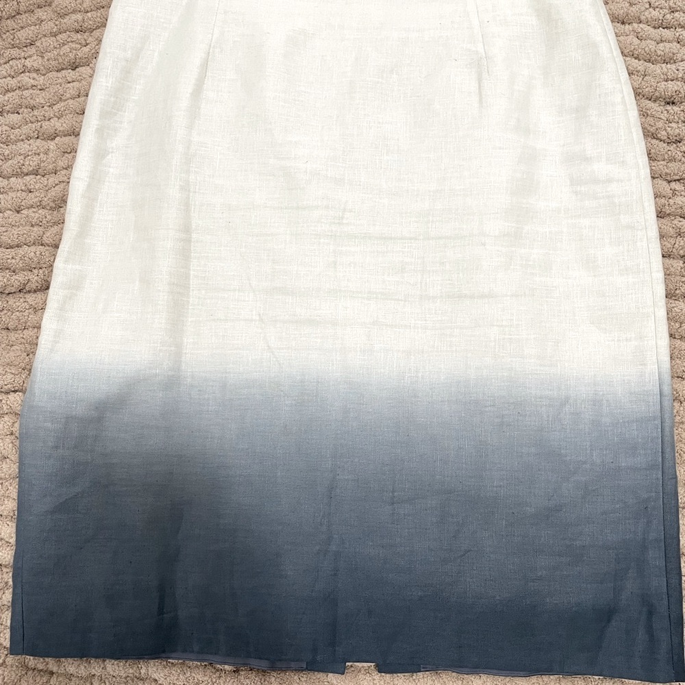 J. Crew White and Gray Pencil Skirt Knee-Length Casual BEACH TIME Linen